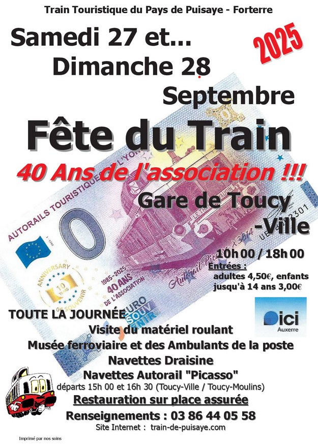 FÊTE DU TRAIN 27 ET 28 SEPTEMBRE 2025
